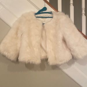 Girls Gymboree Faux Fur Ivory Coat M 7/8
